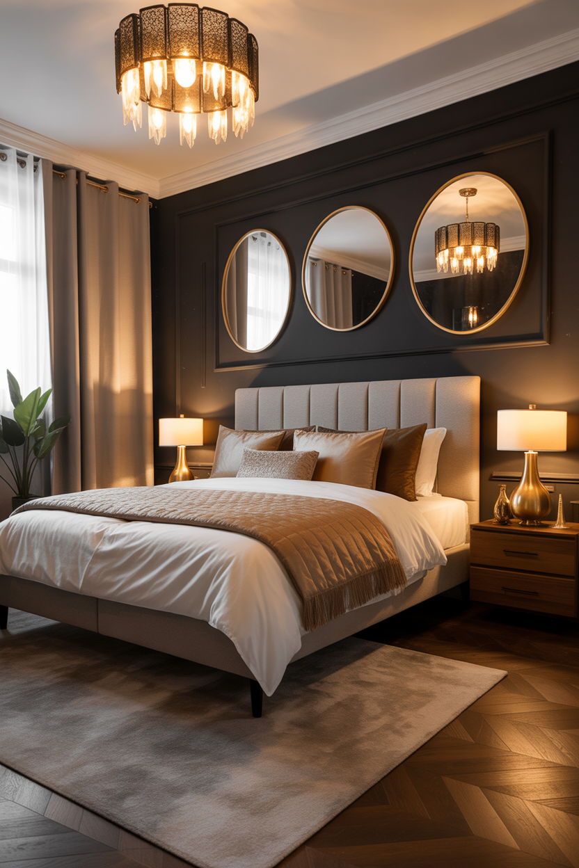 black-accent-wall-bedroom-gold