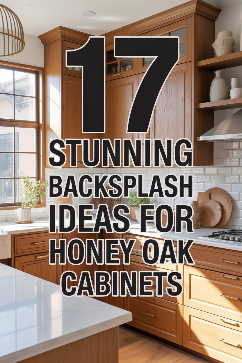 Beautiful honey oak kitchen with modern backsplash and bright natural lighting