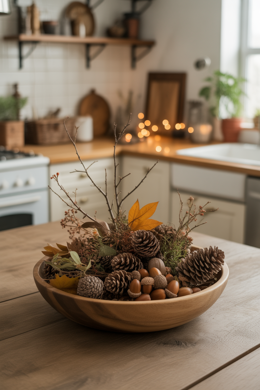Free DIY centerpiece using backyard foraged natural elemen
