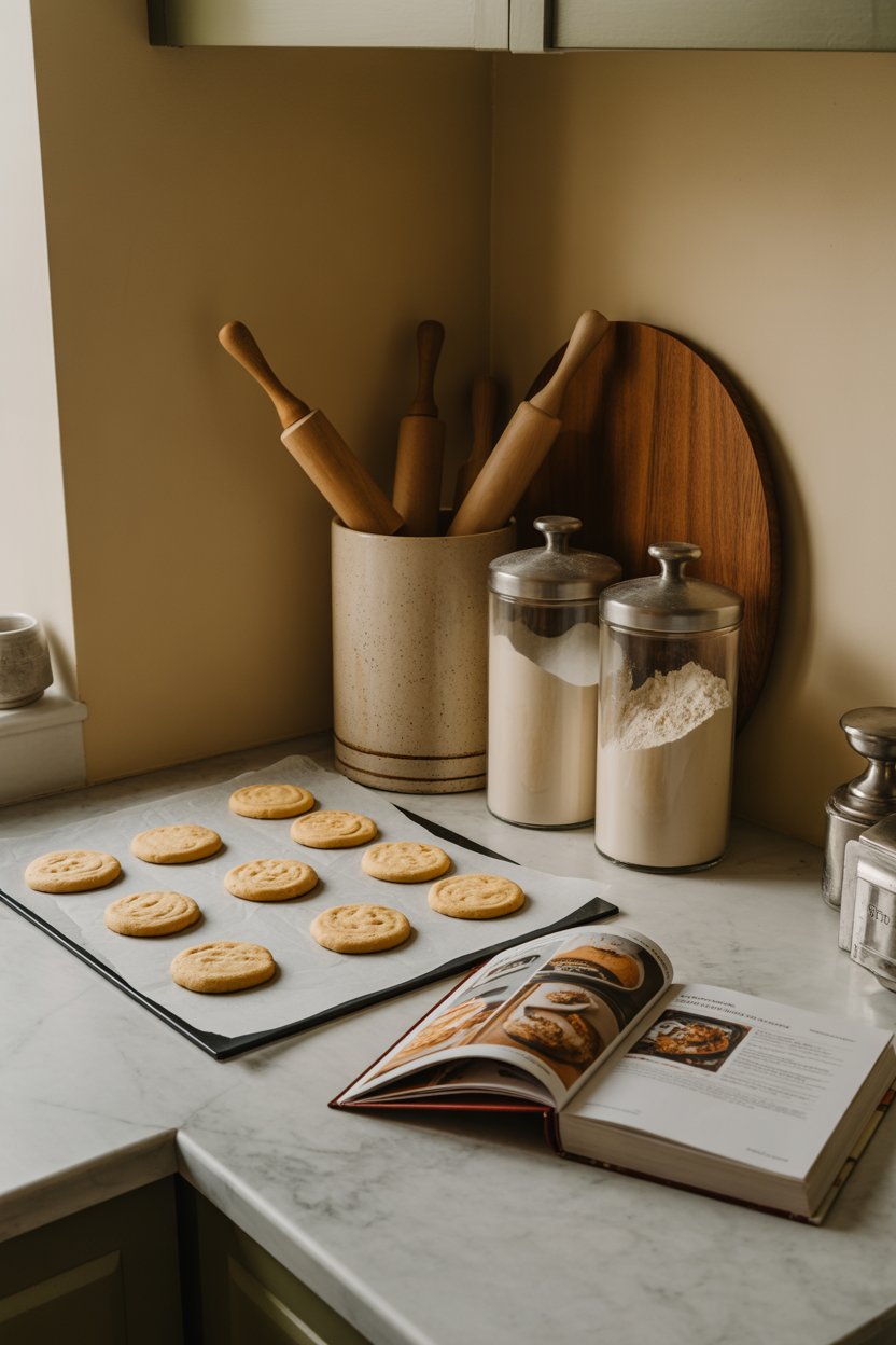 orner baking station pantry with built-in flour and sugar dispensers and organized supplies