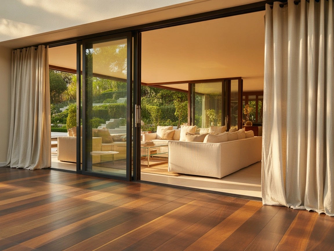 Modern glass patio door design with bright indoor outdoor living space