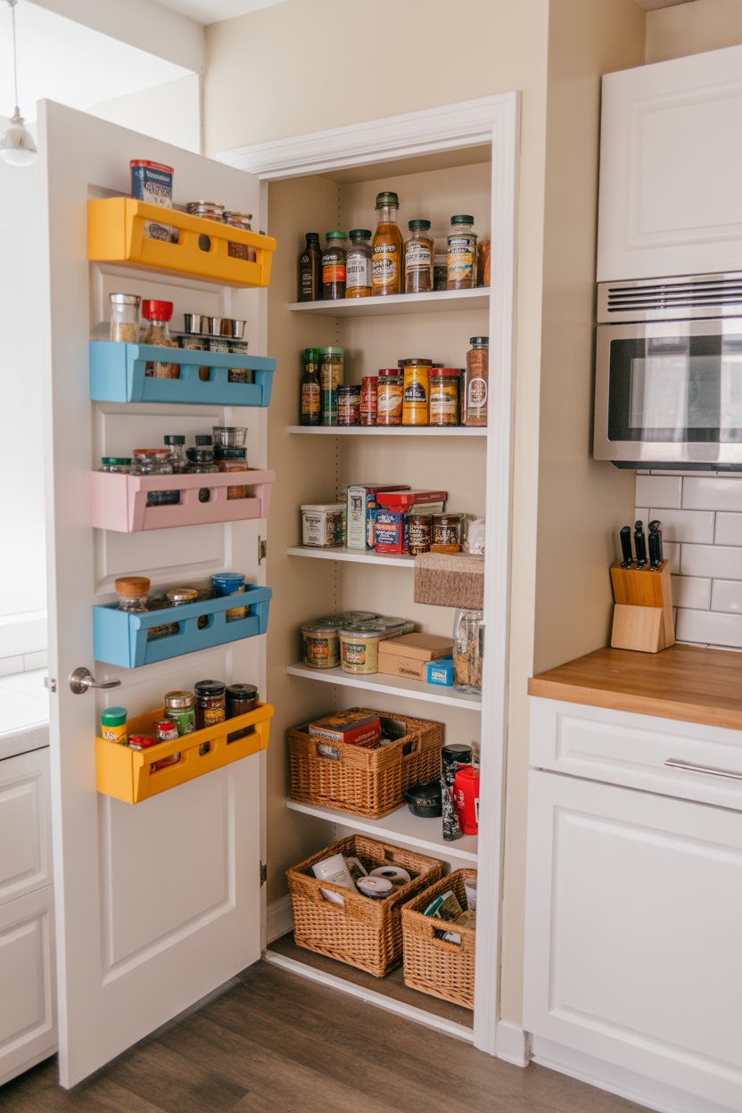 corner nook pantry maximizing vertical storage with door-mounted organizer
