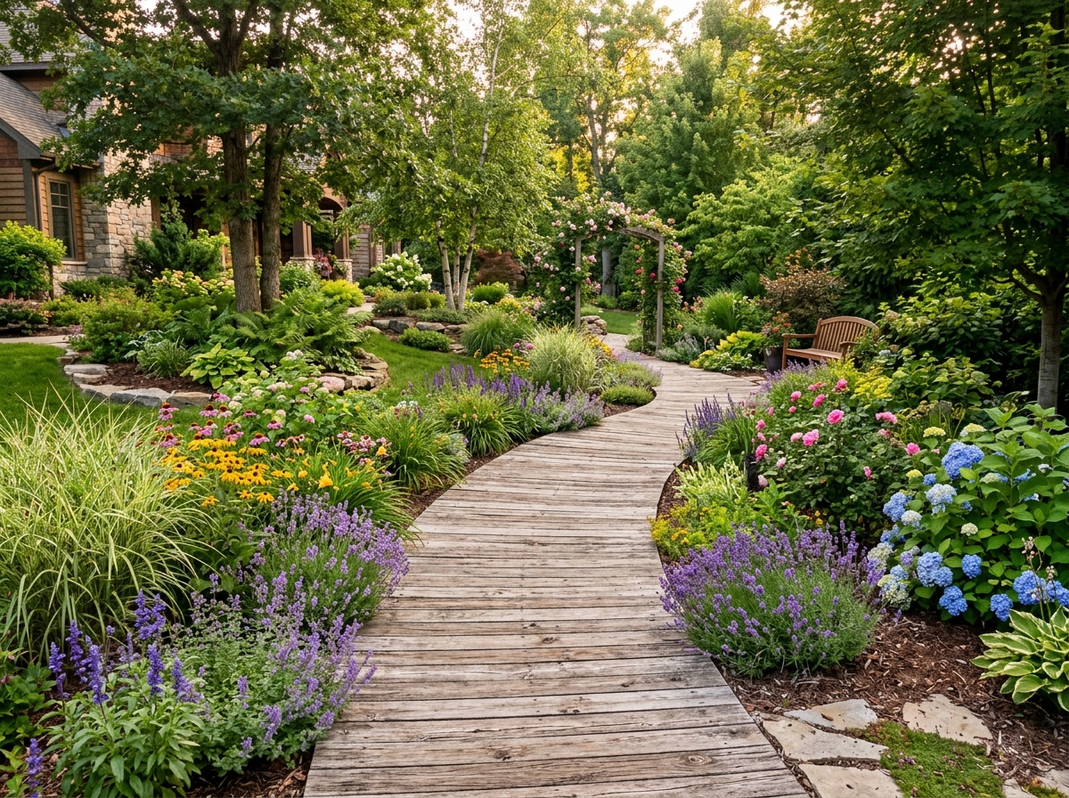 Beautiful wooden walkway ideas for backyard landscaping