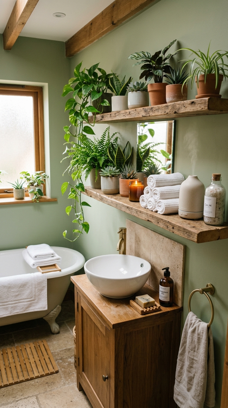 Plant decor idea for small bathroom