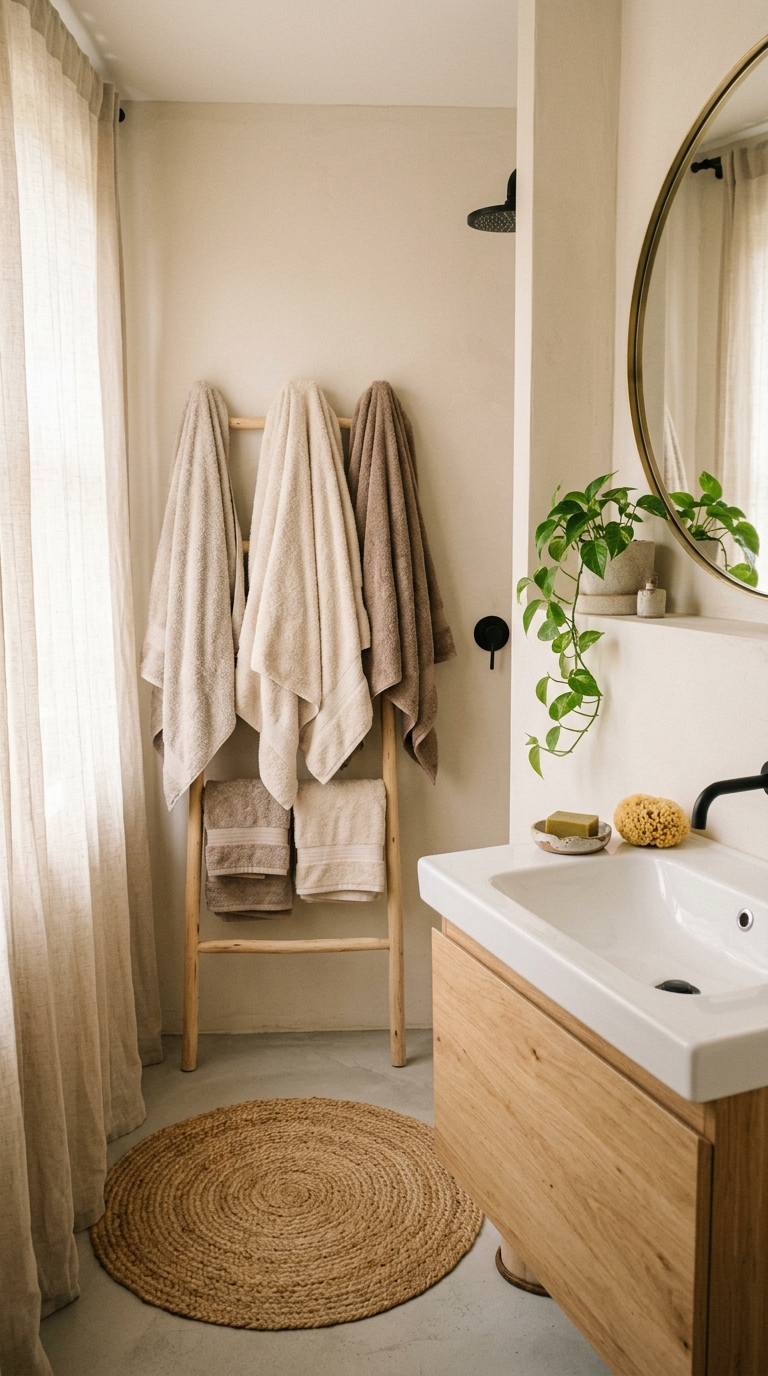 Towel and rug swap idea for small bathroom decor