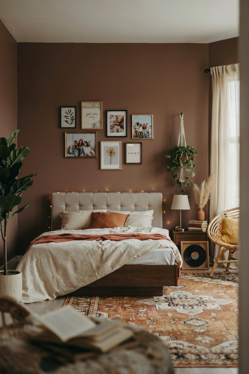 brown bedroom aesthetic for teens and young adults — earthy, cool, and cozy modern bedroom idea