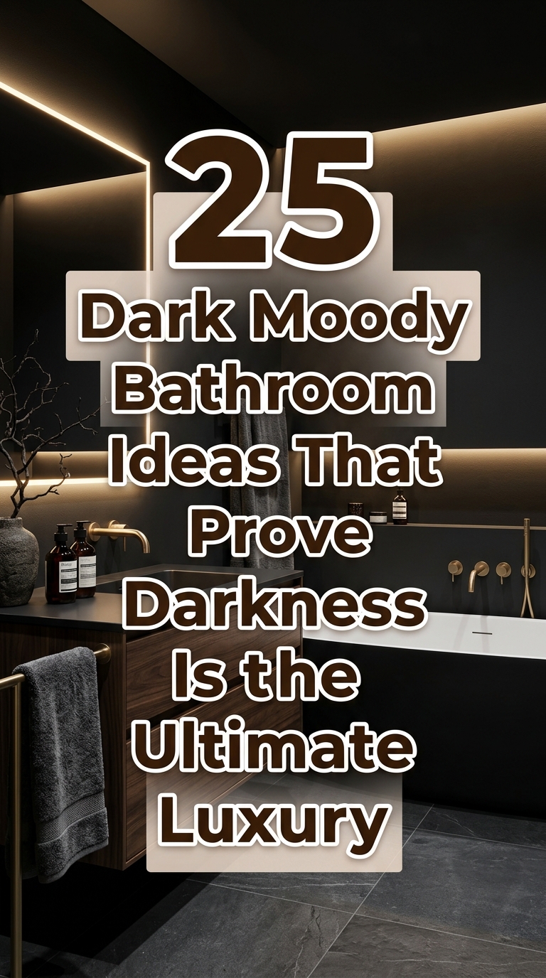 Modern dark moody bathroom with black marble and warm lighting