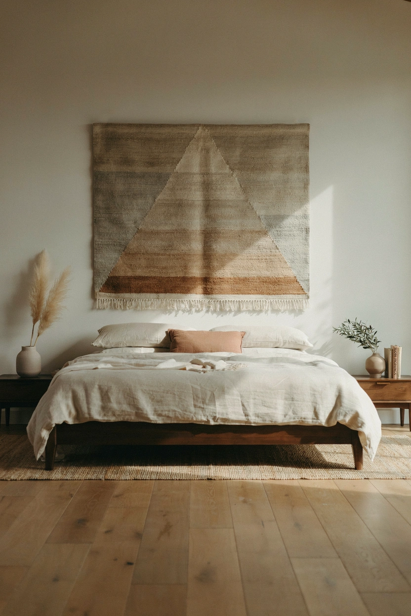 Budget earthy bedroom ideas with terracotta wall and natural decor — affordable ways to create a warm, organic bedroom