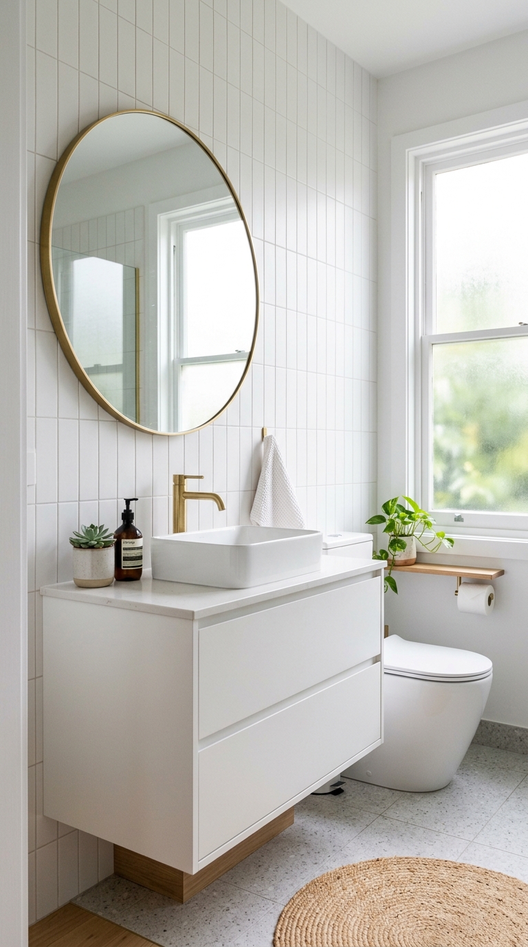 Floating vanity idea for small bathroom decor