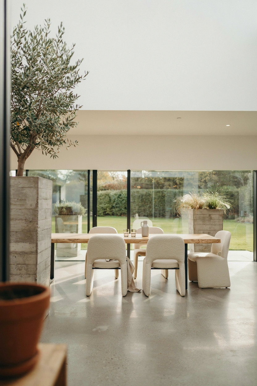 Minimalist modern patio table with clean lines and luxury outdoor styling
