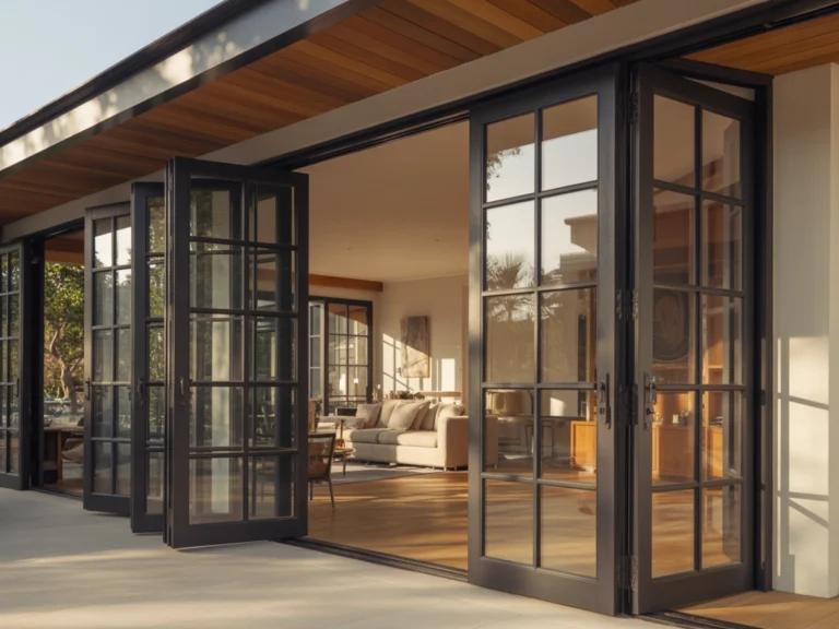Luxury French patio door designs feature an image with elegant modern home styling