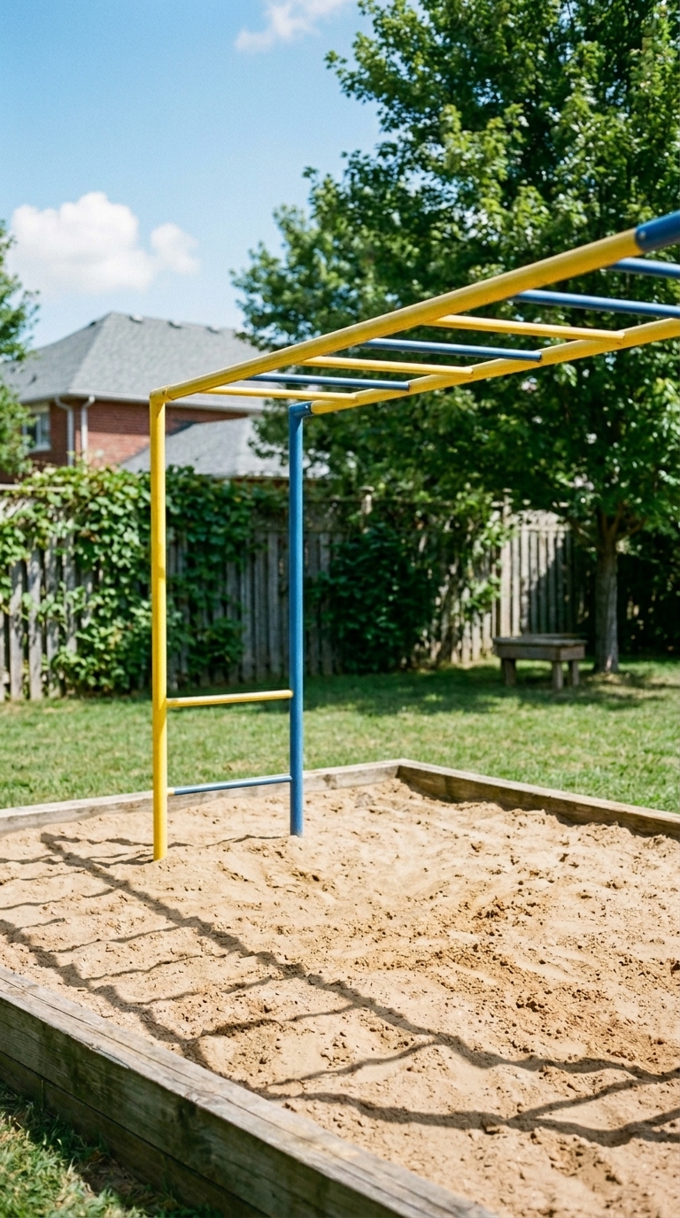 Monkey bars set a backyard play area for kids