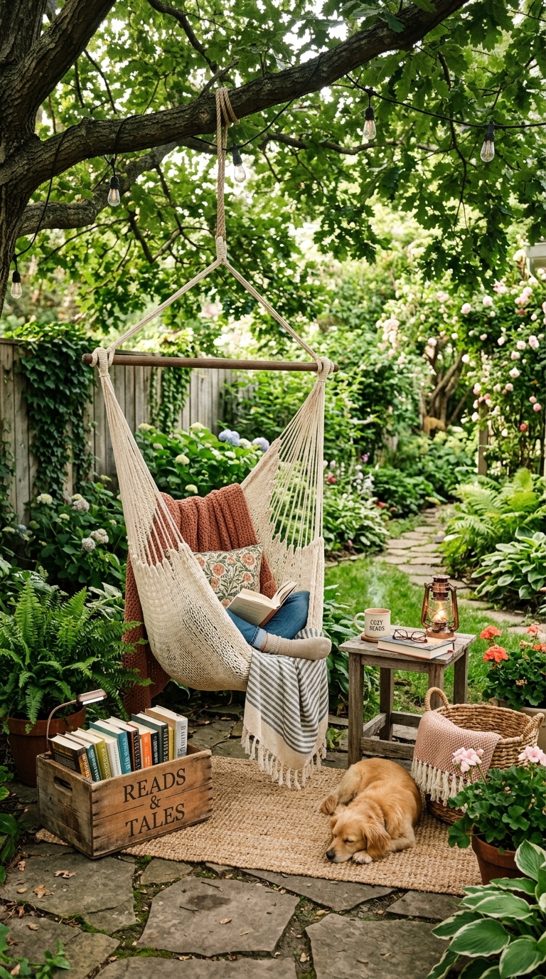 Outdoor reading nook backyard play area for kids