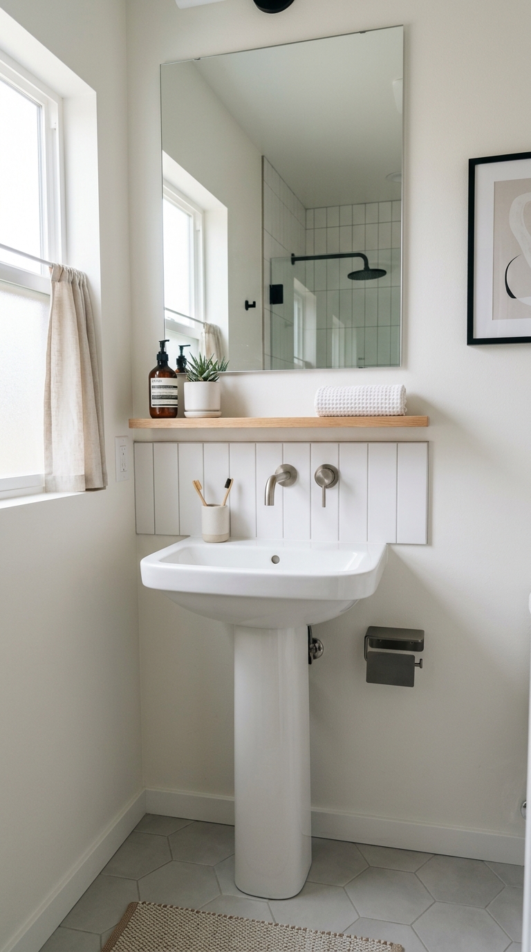 Pedestal sink idea for small bathroom decor