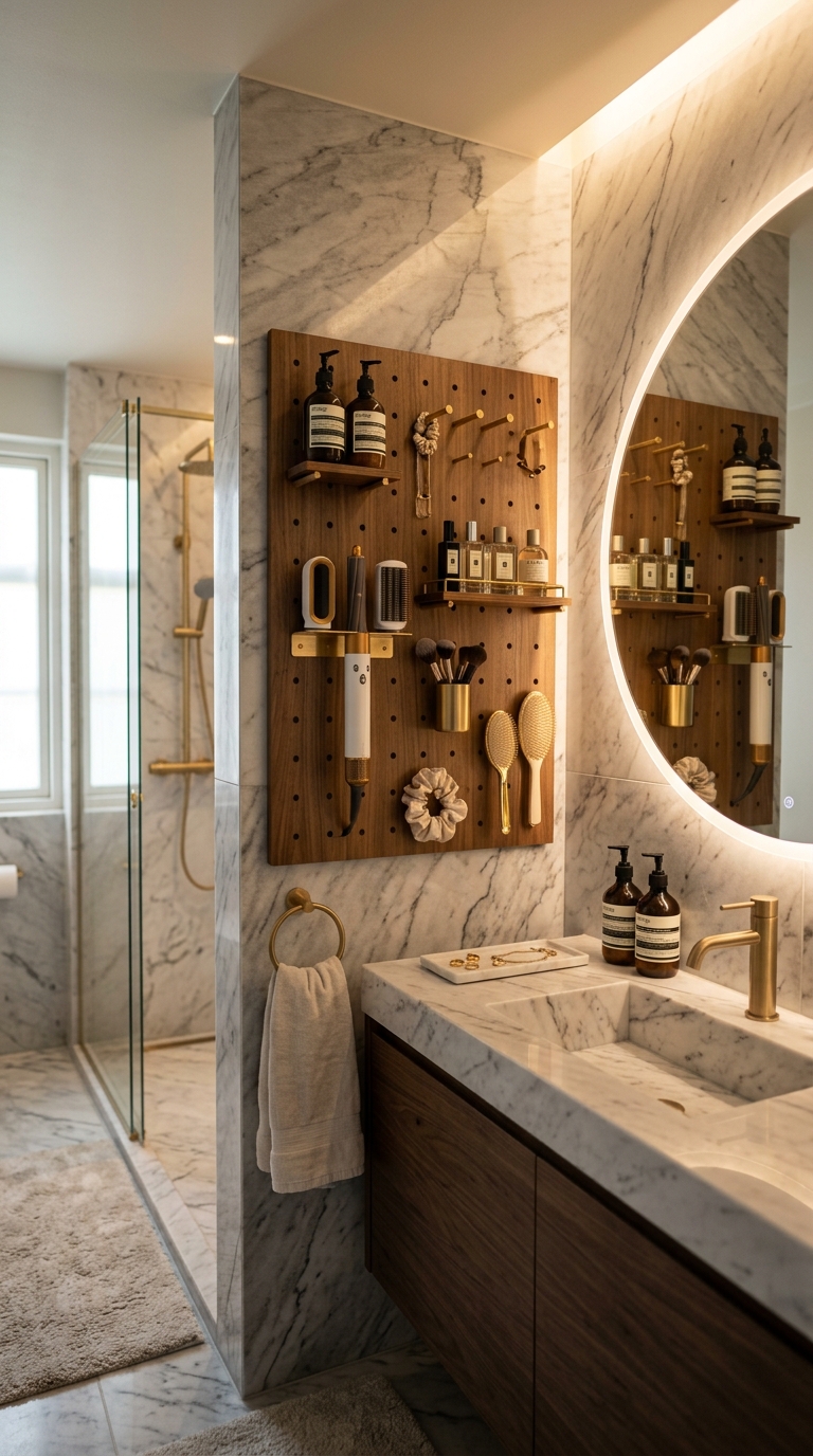 Bathroom pegboard organizer
