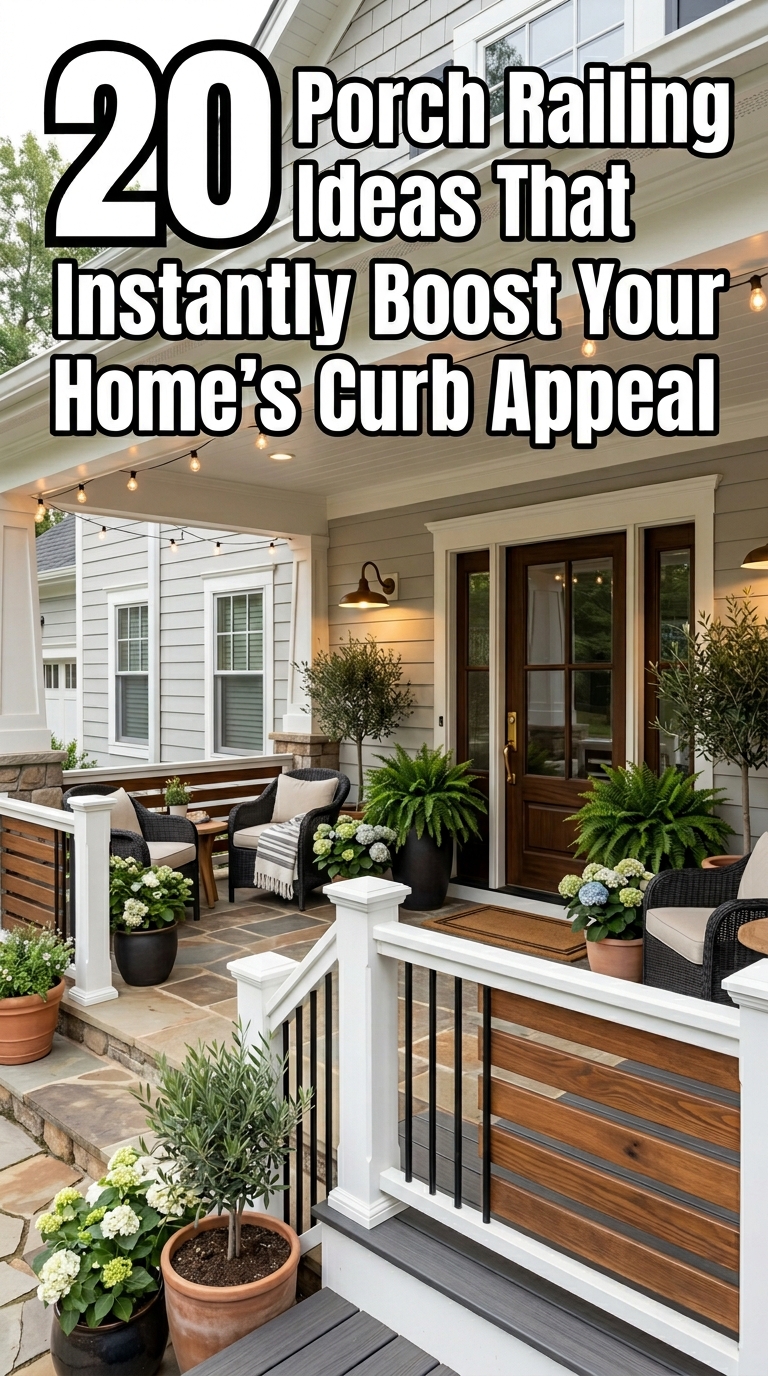 Beautiful front porch with decorative railing ideas and welcoming outdoor styling