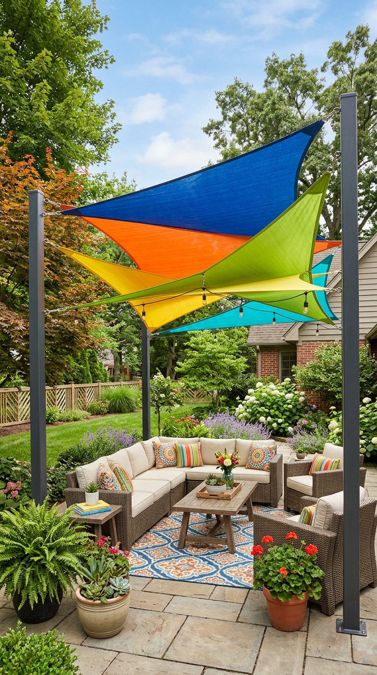 Shade sail gazebo backyard patio design