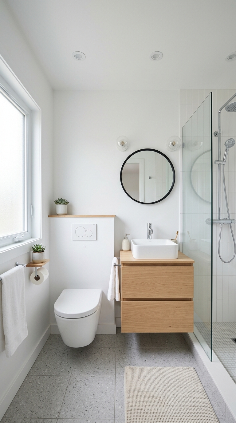 Wall-mounted toilet idea for small bathroom remodel
