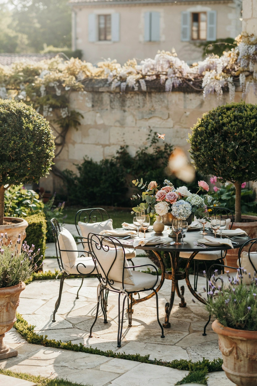 Elegant wrought-iron garden patio table with timeless outdoor charm