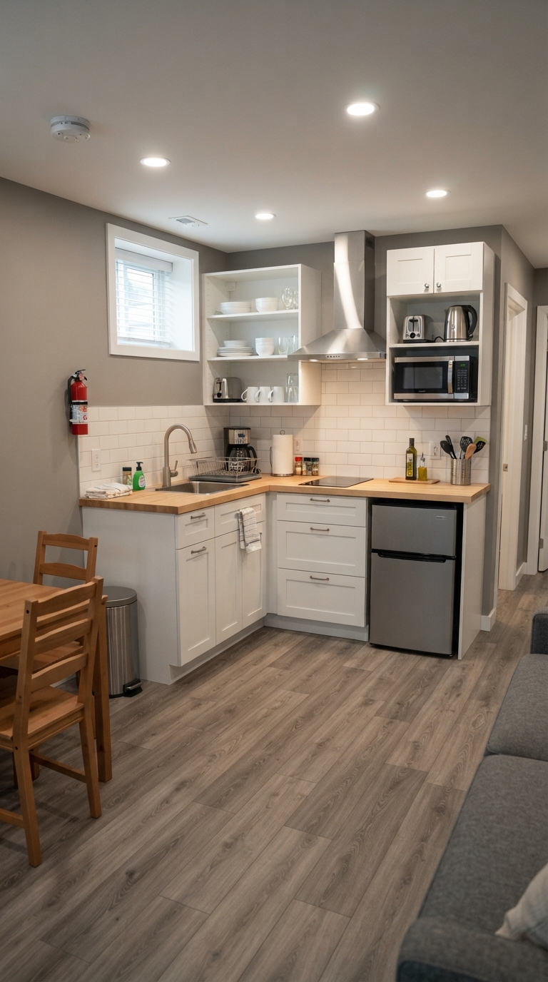 Basement kitchenette idea for rental secondary suite