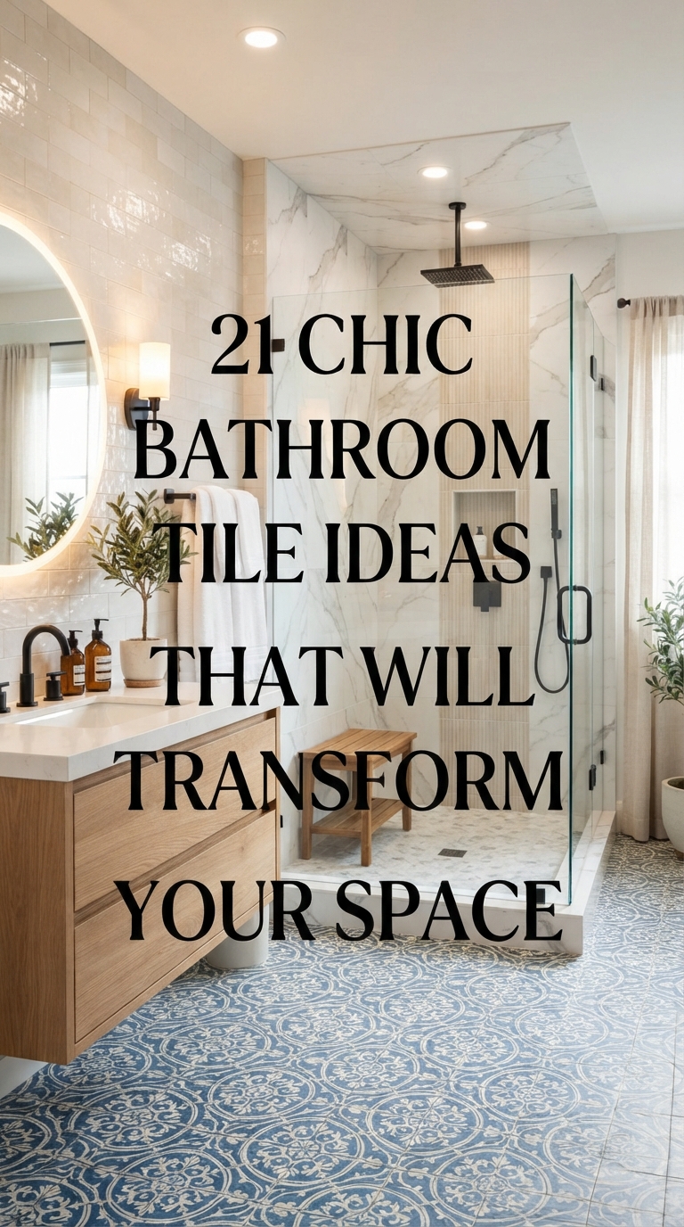 Luxury modern bathroom featuring stylish bathroom tile ideas with marble walls, patterned floor tiles, and a walk-in shower.