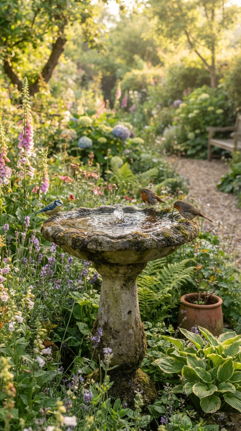 Birdbath fountain combo idea for a wildlife-friendly garden