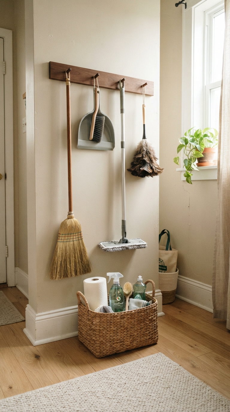 Budget-friendly broom storage setup ideas