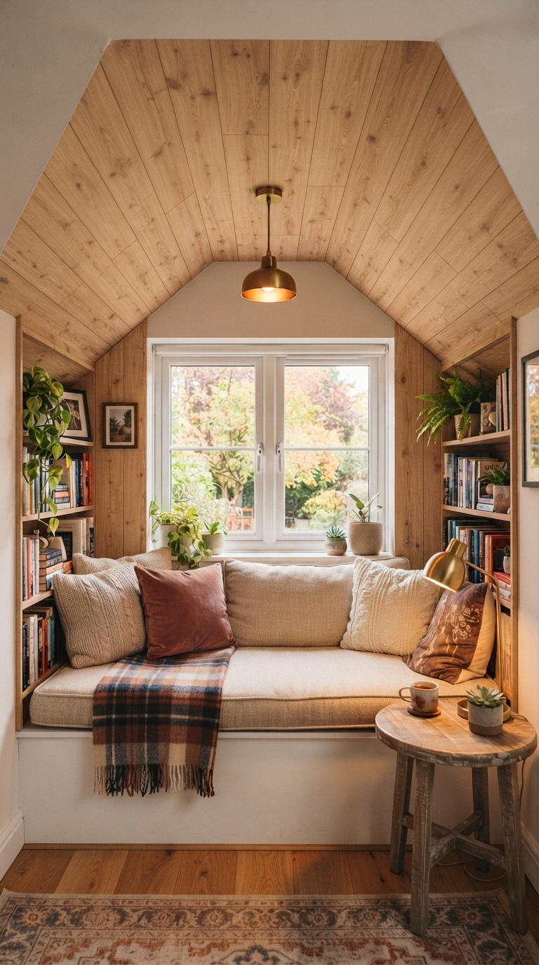 Budget-friendly peel and stick plywood ceiling panels
