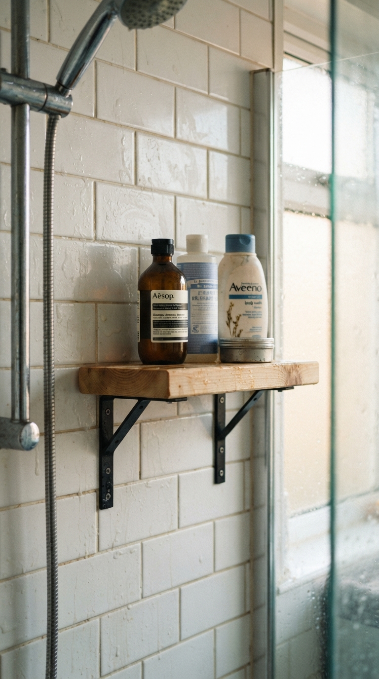 Budget-friendly DIY shower shelf for affordable clutter-free storage