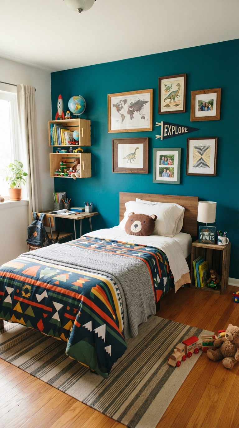 Budget-friendly boy bedroom makeover with accent wall