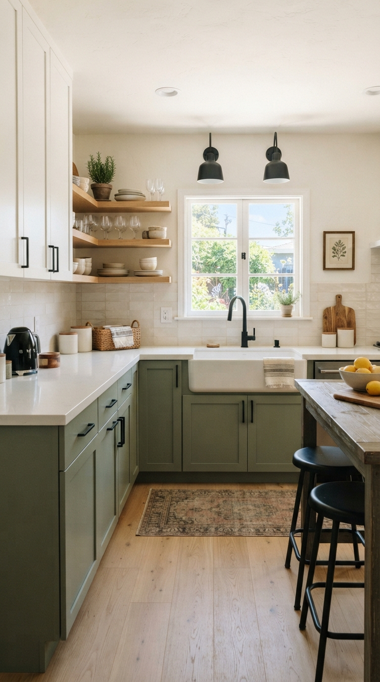 Modern cottage kitchen styling with clean lines