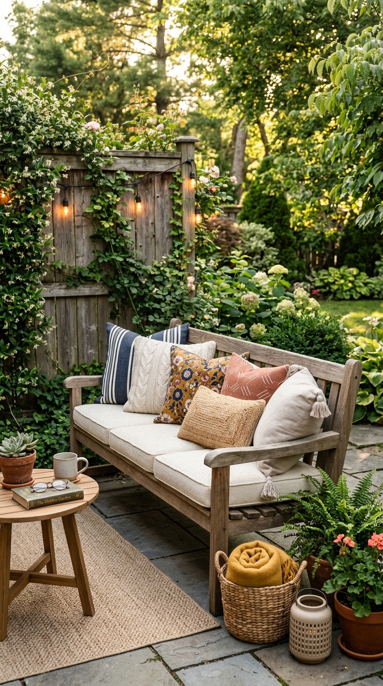 Budget cushion bench seating idea for patios