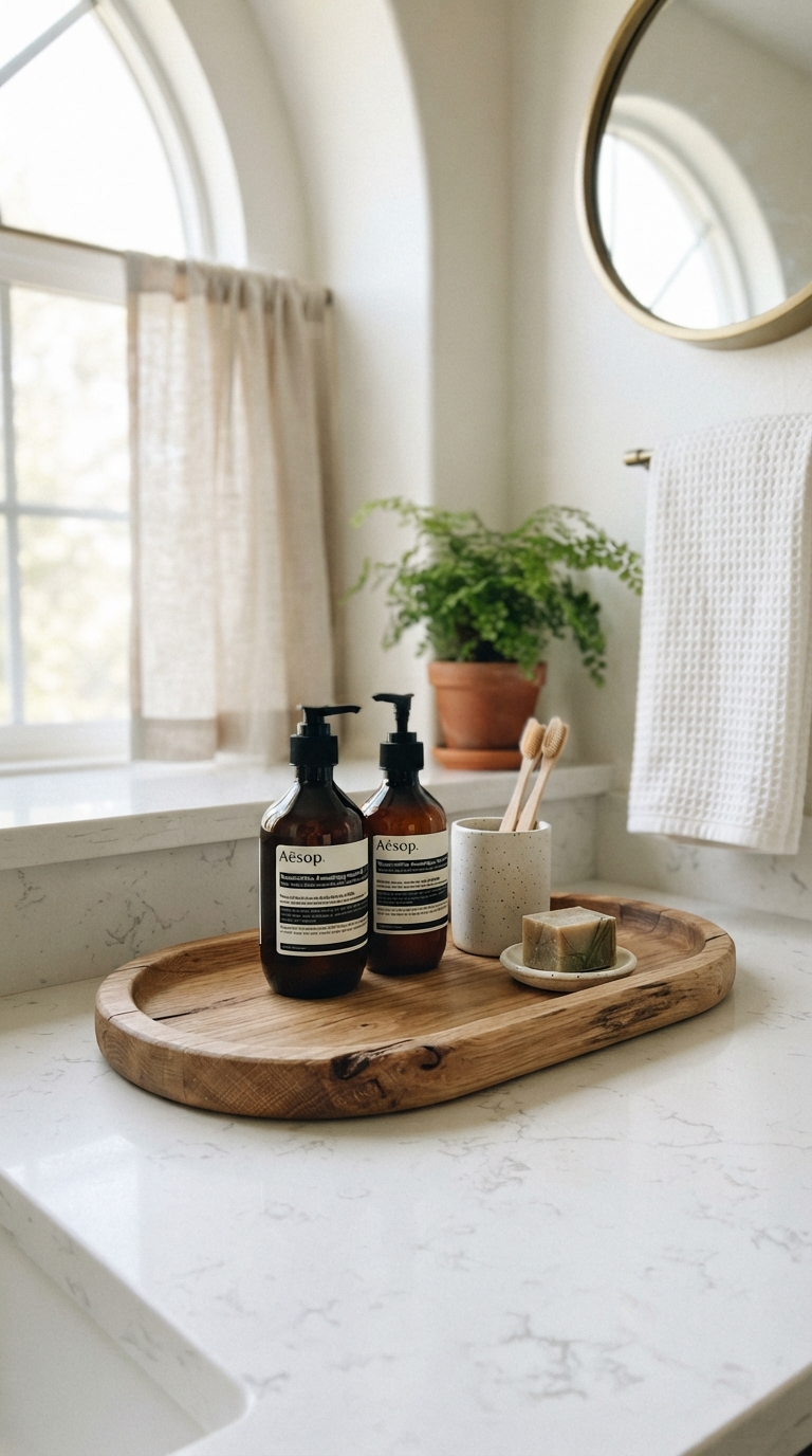 Decluttered storage idea for a calming spa bathroom