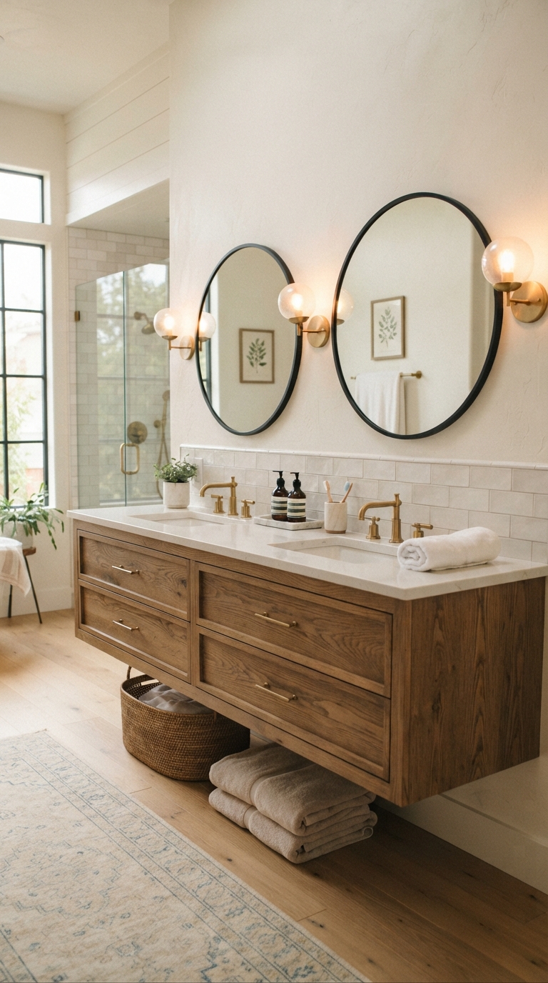 Double vanity idea for a hotel-style spa bathroom