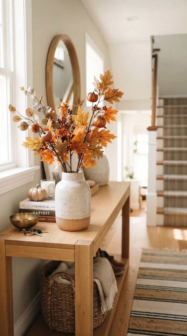 Refreshing fall entry table decor with new seasonal pieces