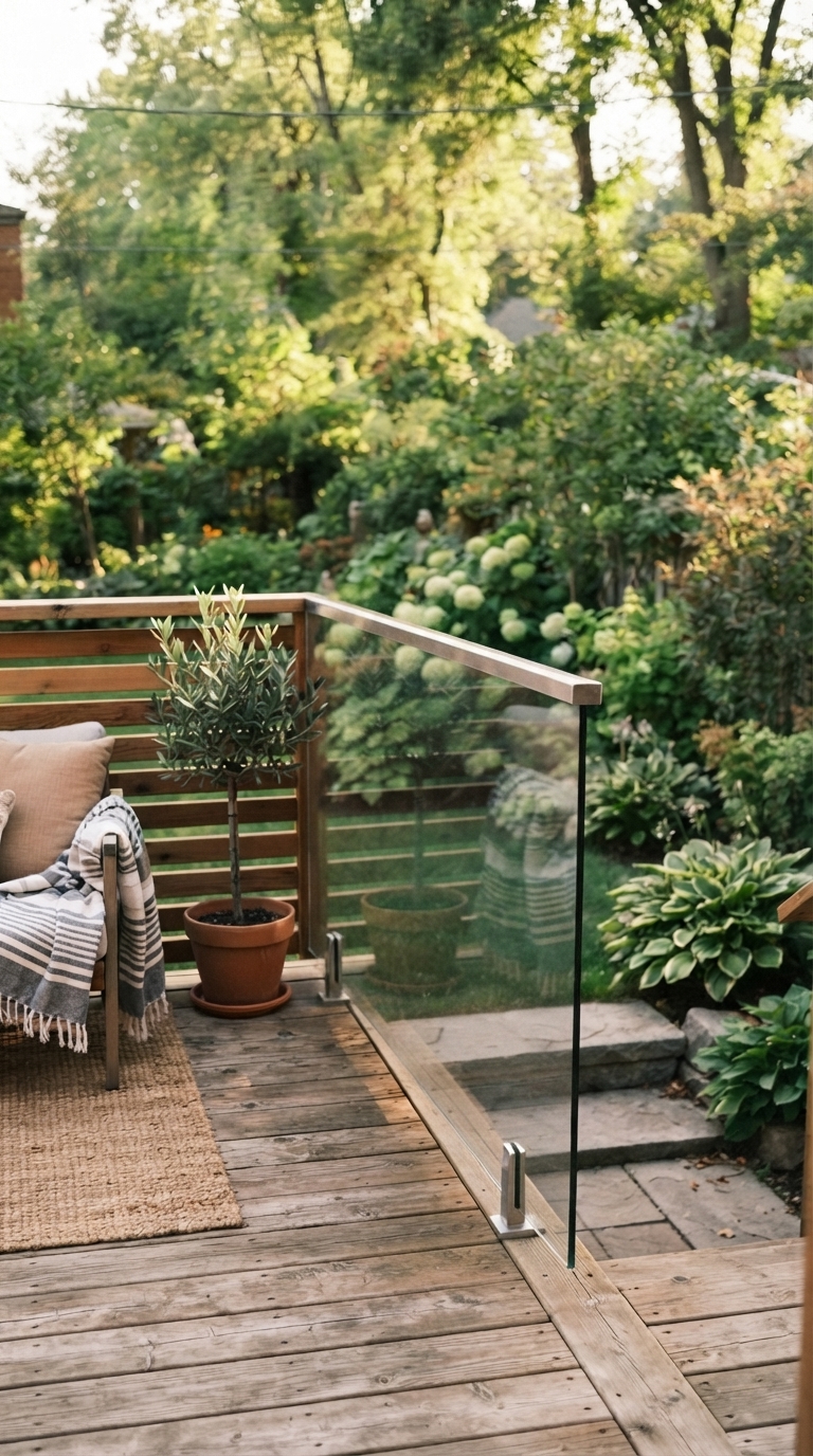 Frameless glass deck railing offering a premium unobstructed view
