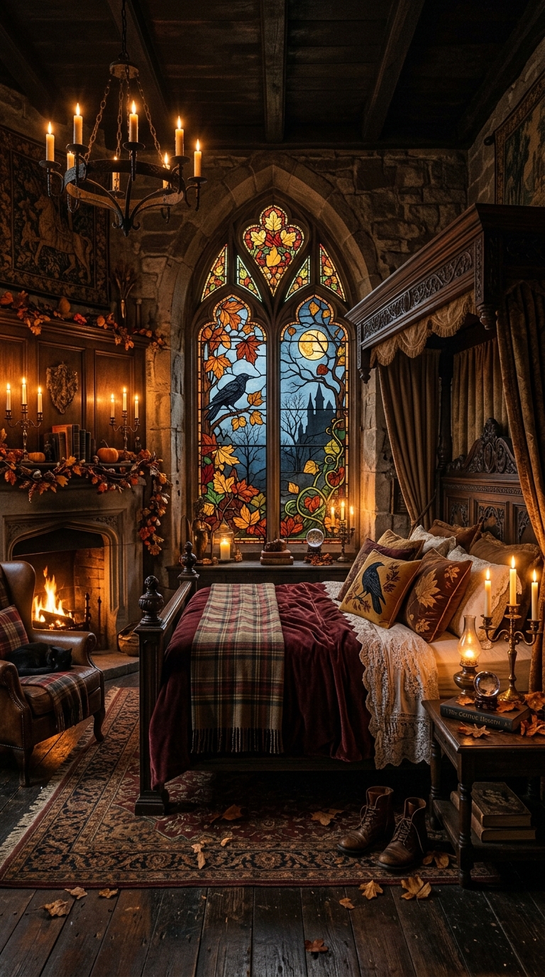 Gothic autumn seasonal bedroom decor idea