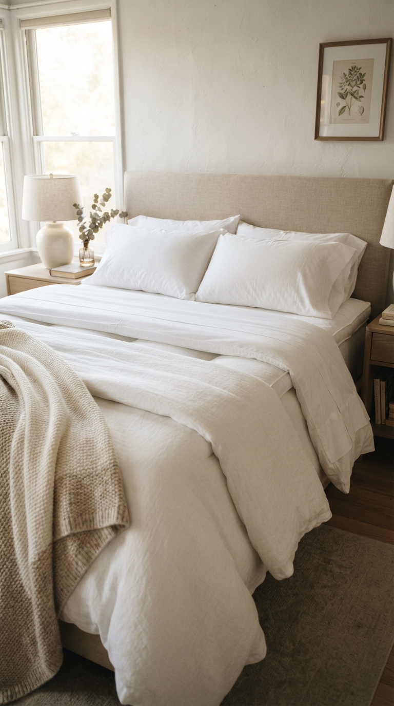 Comfortable guest bedroom mattress with a soft topper and fresh linens