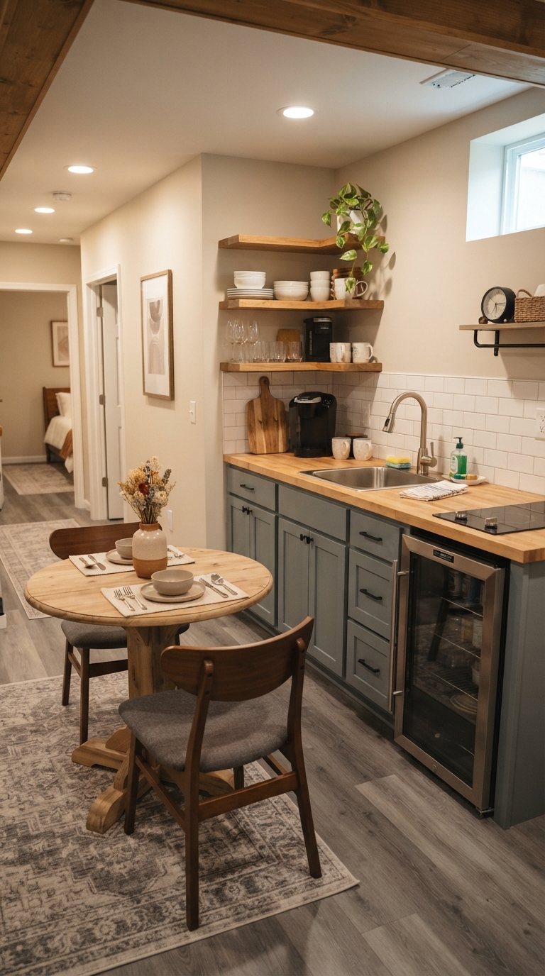 Basement kitchenette idea for guest suite living space