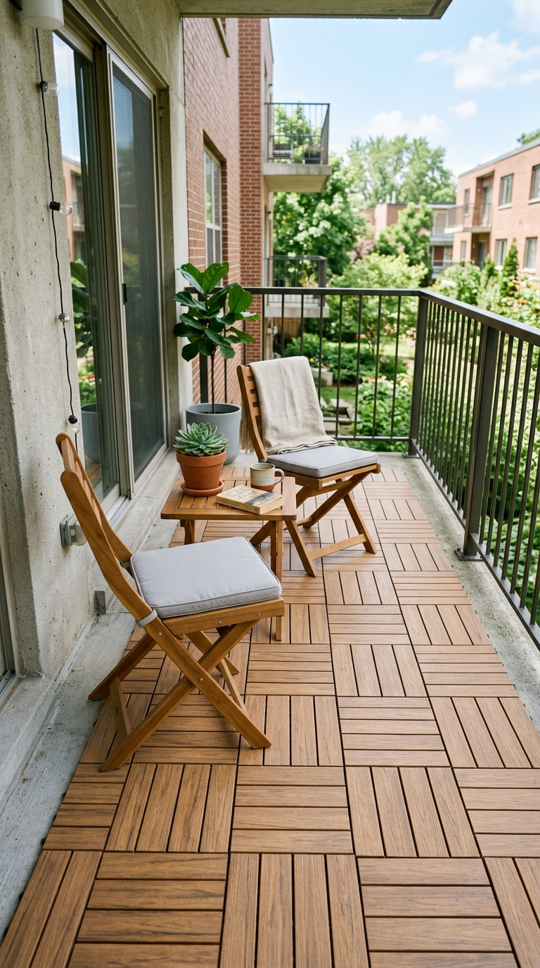Budget interlocking deck tile patio idea for renters