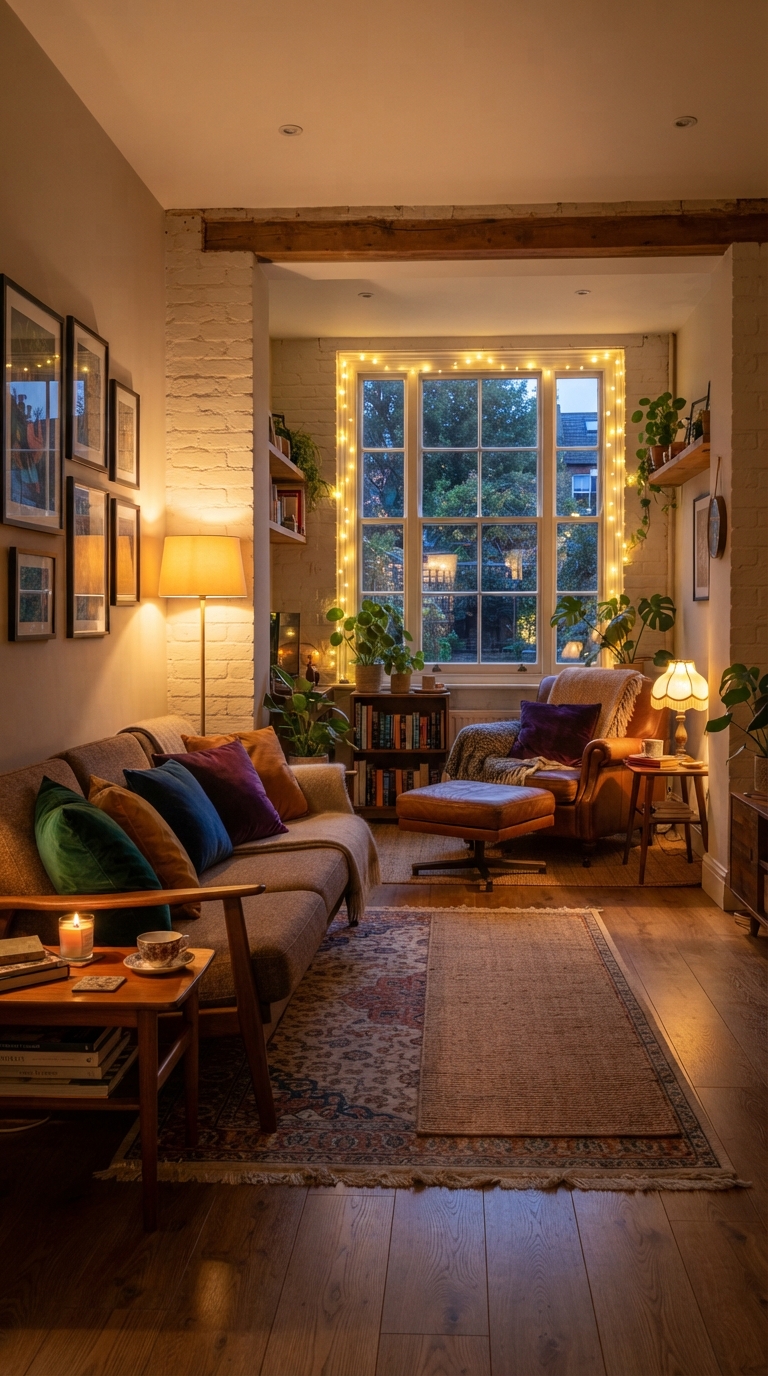 Two-zone layout idea for a long narrow rectangular living room