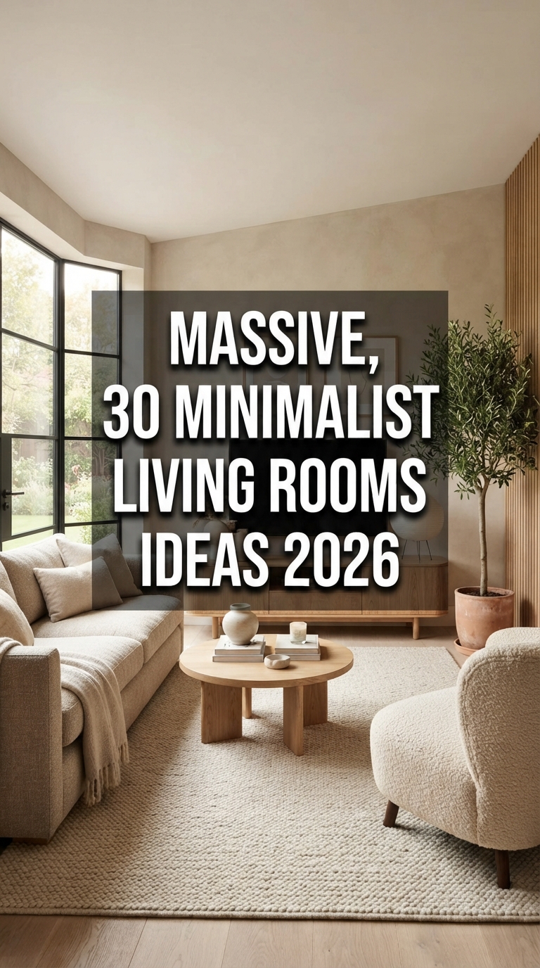 Minimalist living room ideas 2026 featuring modern neutral, cozy earthy, and contemporary interior design inspiration.