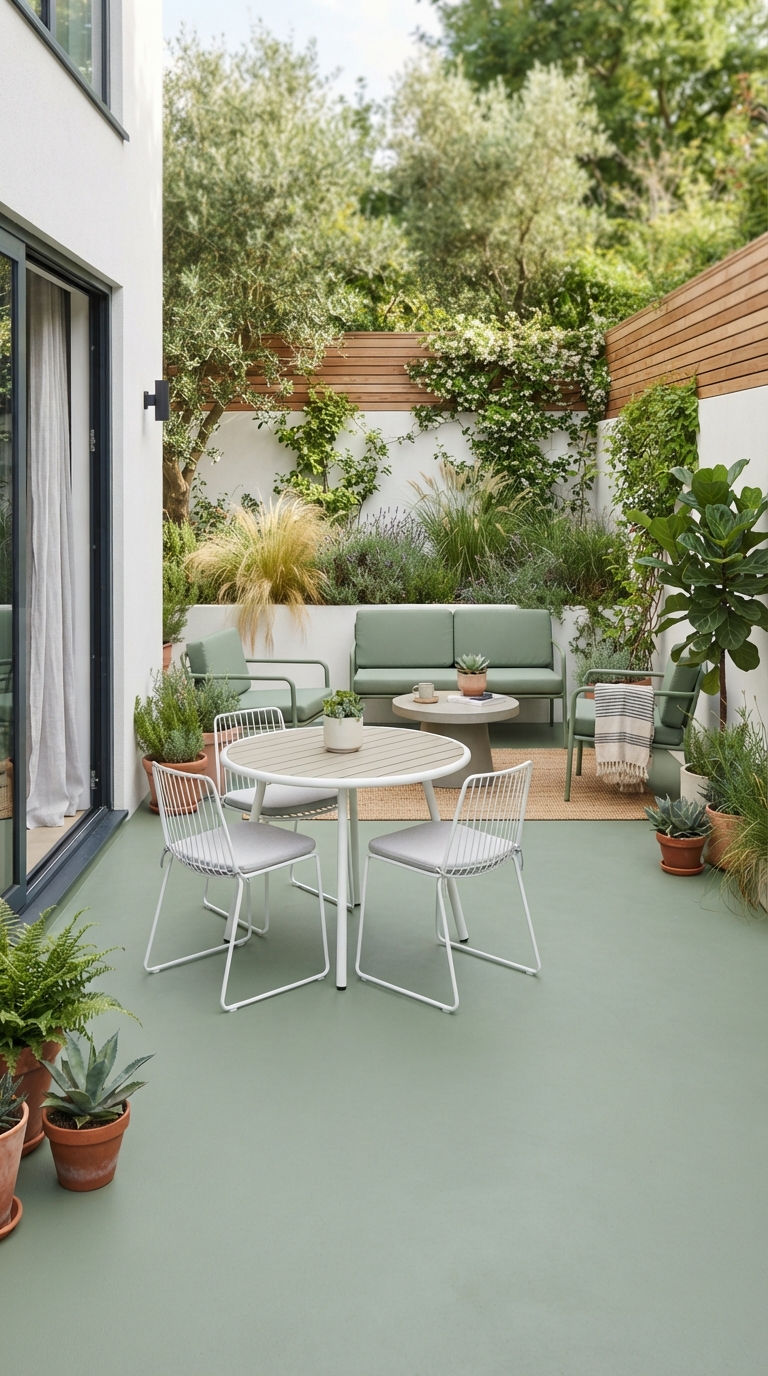 Budget painted concrete patio refresh idea