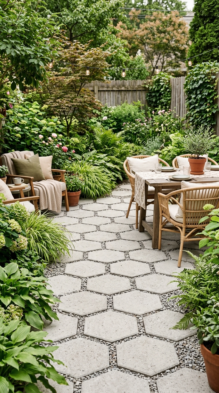 Permeable paver patio with gapped joints for better drainage