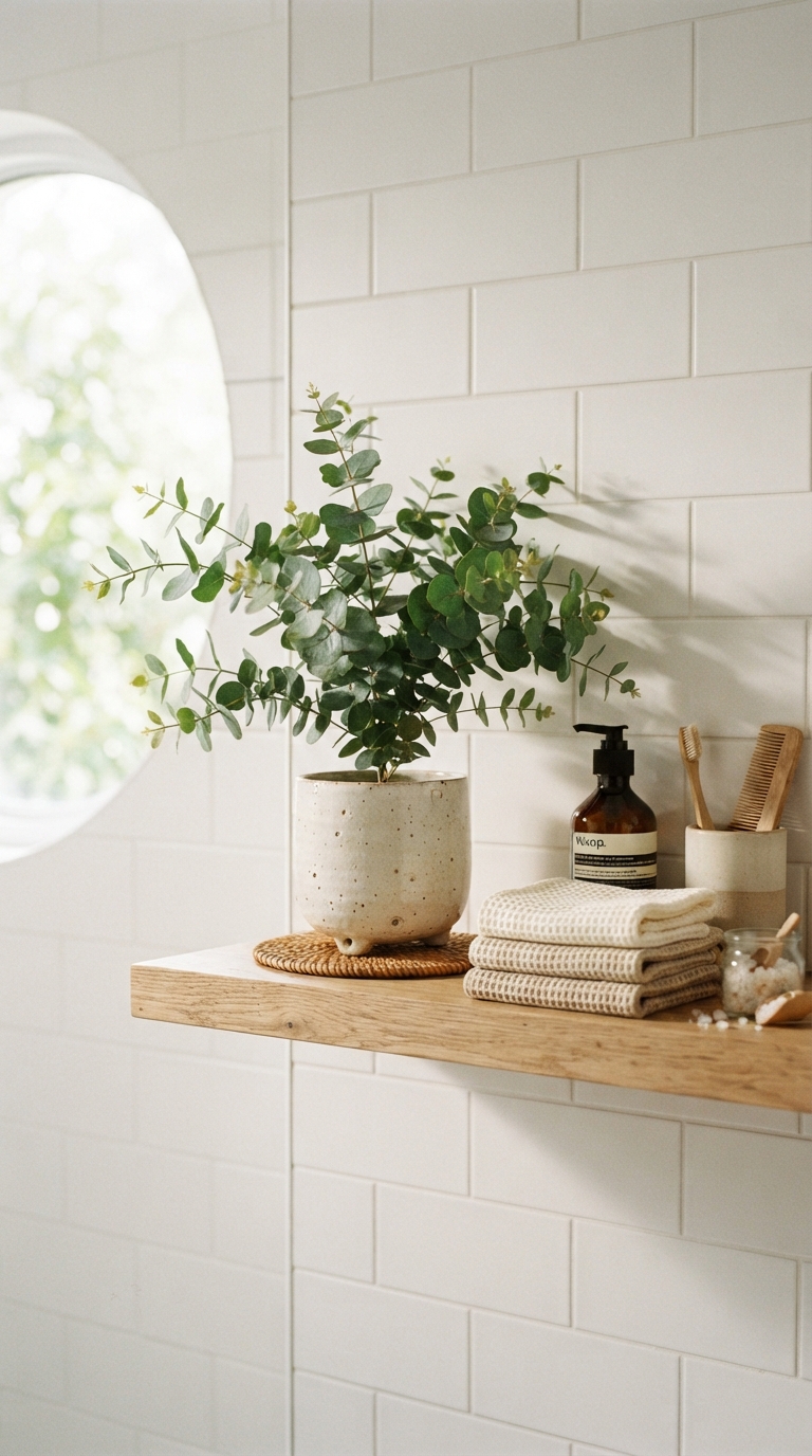 Plant styling idea for a natural touch in a spa bathroom