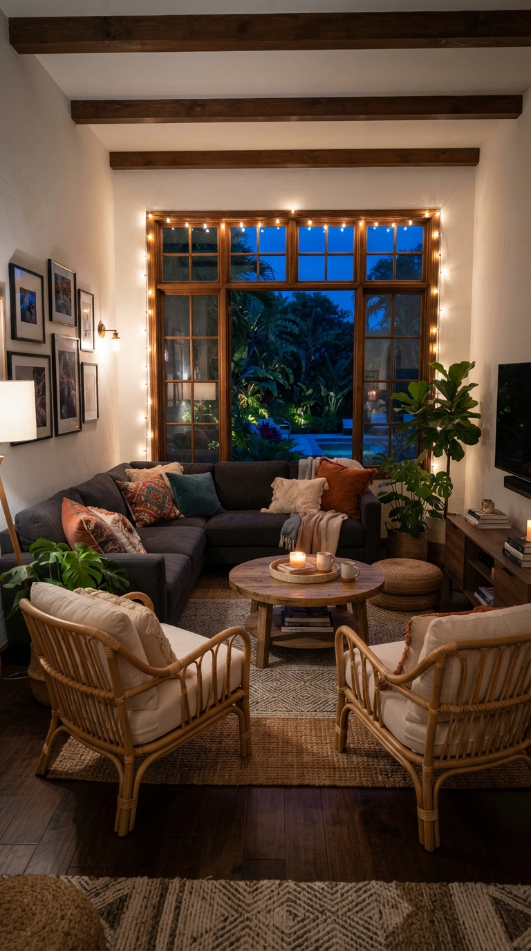 L-shaped sectional layout idea for a rectangular living room corner
