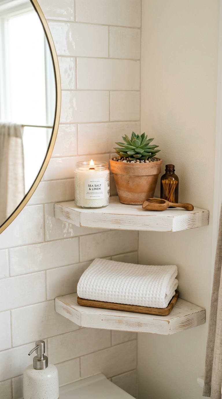 Small spa bathroom corner idea for tight spaces