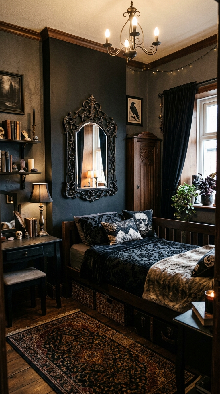 Small space gothic bedroom design idea