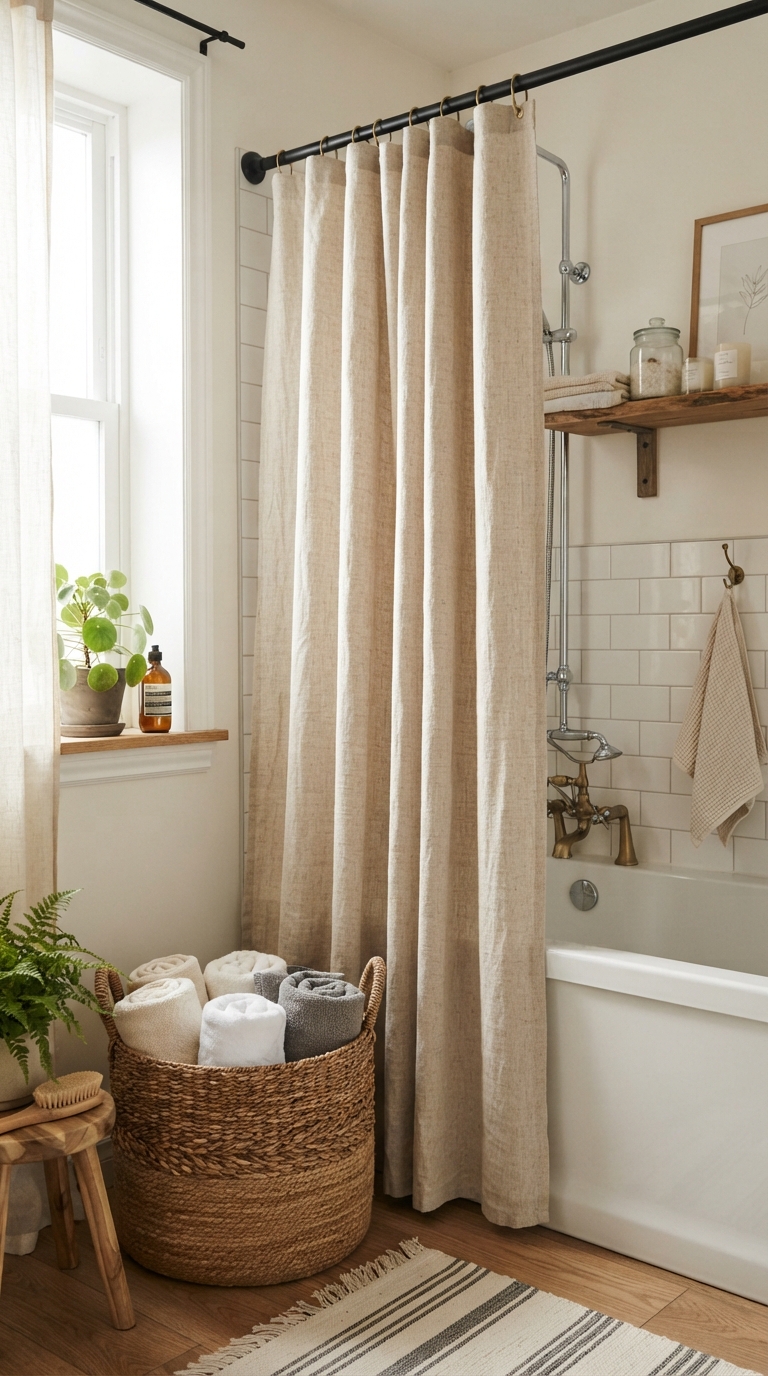 Woven and linen texture idea for a spa bathroom