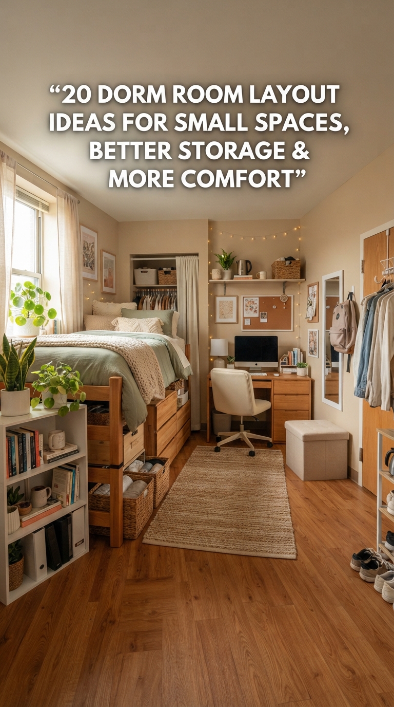 20 dorm room layout ideas for small spaces with better storage and comfort